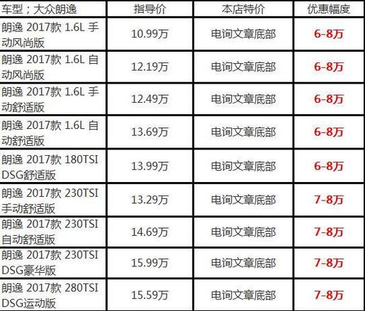 上海大众价格表武汉,上海大众价格表武汉4s店