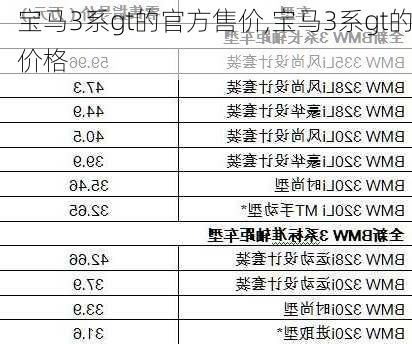 宝马3系gt的官方售价,宝马3系gt的价格