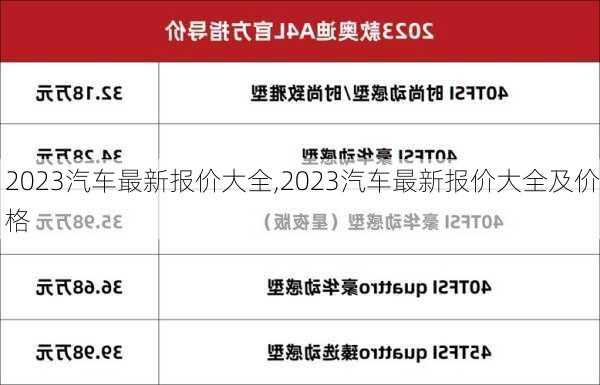 2023汽车最新报价大全,2023汽车最新报价大全及价格